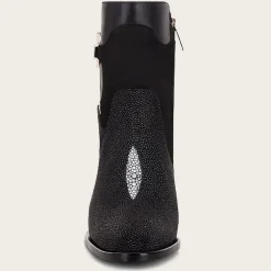 Women Cuadra Ankle Boots & Booties-Black Ankle Boots In Genuine Stingray Leather