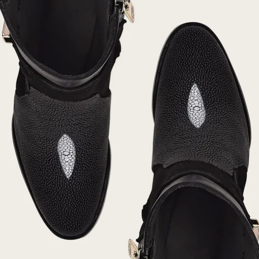 Women Cuadra Ankle Boots & Booties-Black Ankle Boots In Genuine Stingray Leather