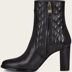 Women Cuadra Ankle Boots & Booties-Black Booties For Women. Made Of Leather With Geometric Details And Austrian Crystals