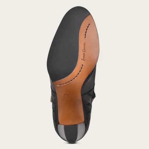 Women Cuadra Ankle Boots & Booties-Black Booties For Women. Made Of Leather With Geometric Details And Austrian Crystals