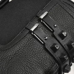 Women Cuadra Ankle Boots & Booties-Black Combined Leather Urban Ankle Bootie With Crystals