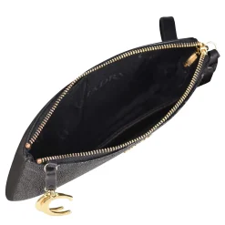 Women Cuadra Wallets-Black Coin Wristlet For Women With Hanging Monogram
