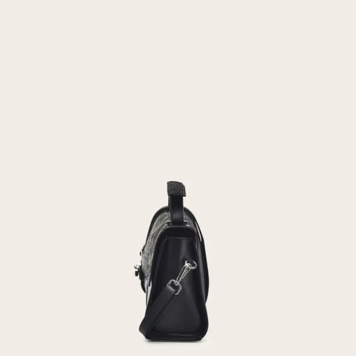 Women Cuadra Top Handle & Satchel Bags-Black Exotic Leather Asymmetrical Handbag