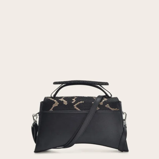 Women Cuadra Top Handle & Satchel Bags-Black Exotic Leather Asymmetrical Handbag