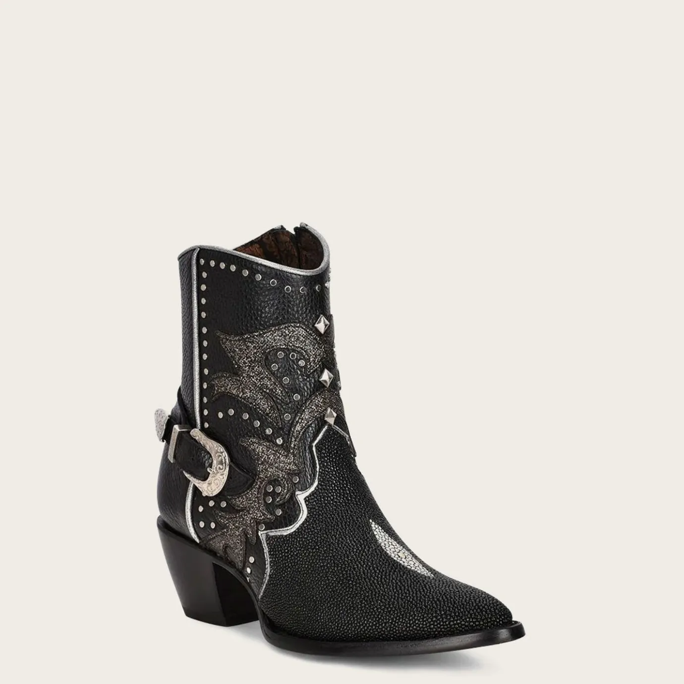Women Cuadra Ankle Boots & Booties-Black Exotic Leather Booties For Women