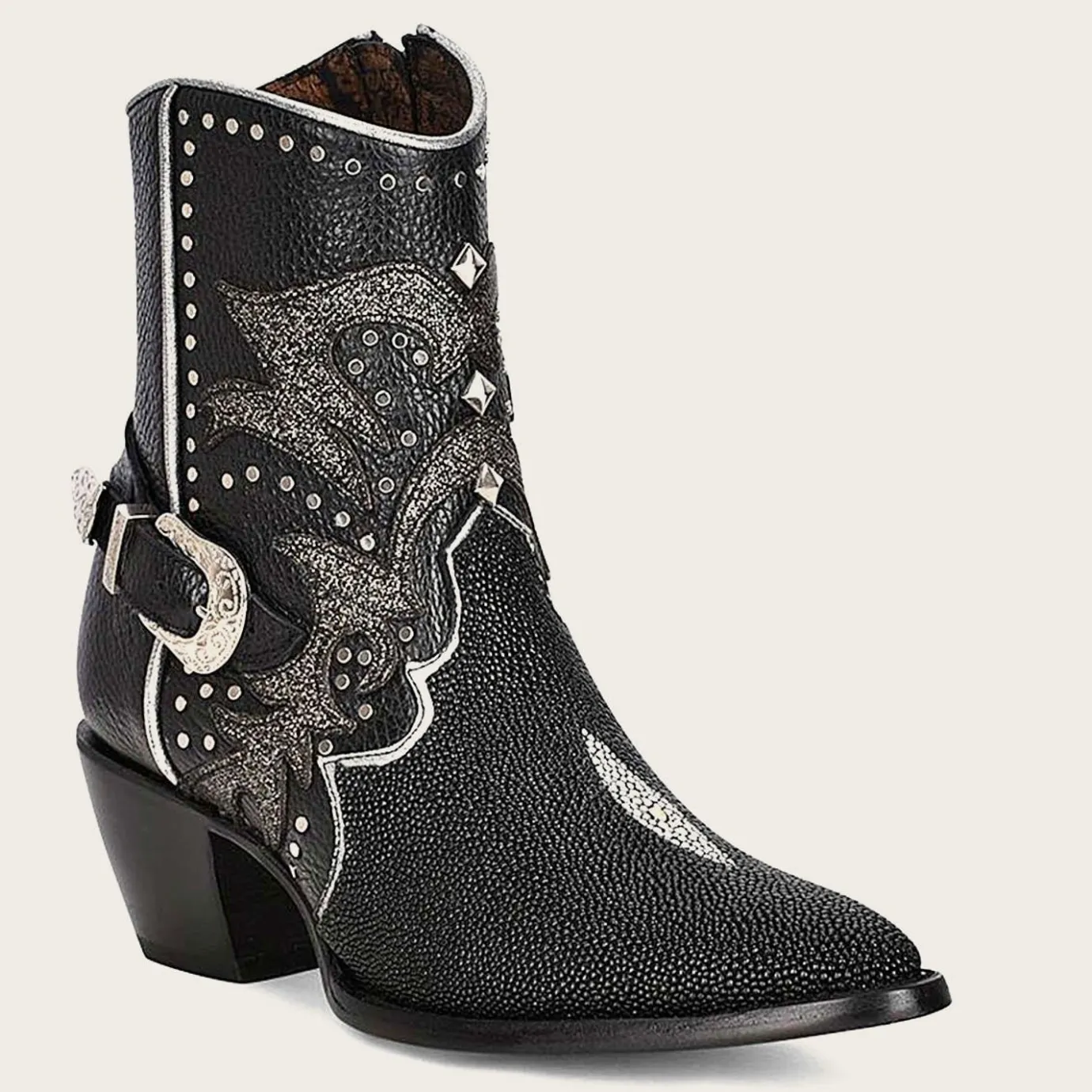 Women Cuadra Ankle Boots & Booties-Black Exotic Leather Booties For Women