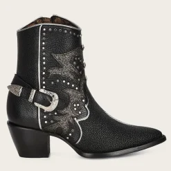 Women Cuadra Ankle Boots & Booties-Black Exotic Leather Booties For Women