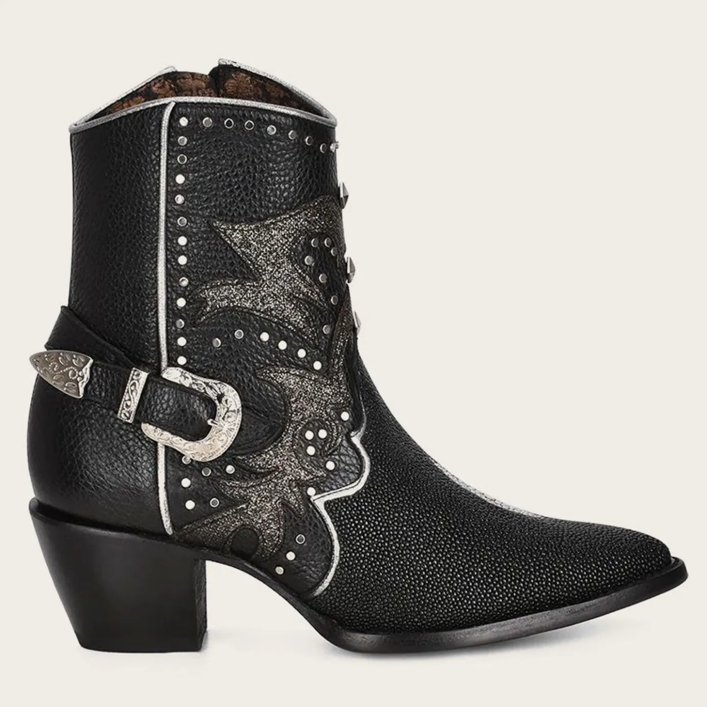 Women Cuadra Ankle Boots & Booties-Black Exotic Leather Booties For Women
