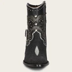 Women Cuadra Ankle Boots & Booties-Black Exotic Leather Booties For Women