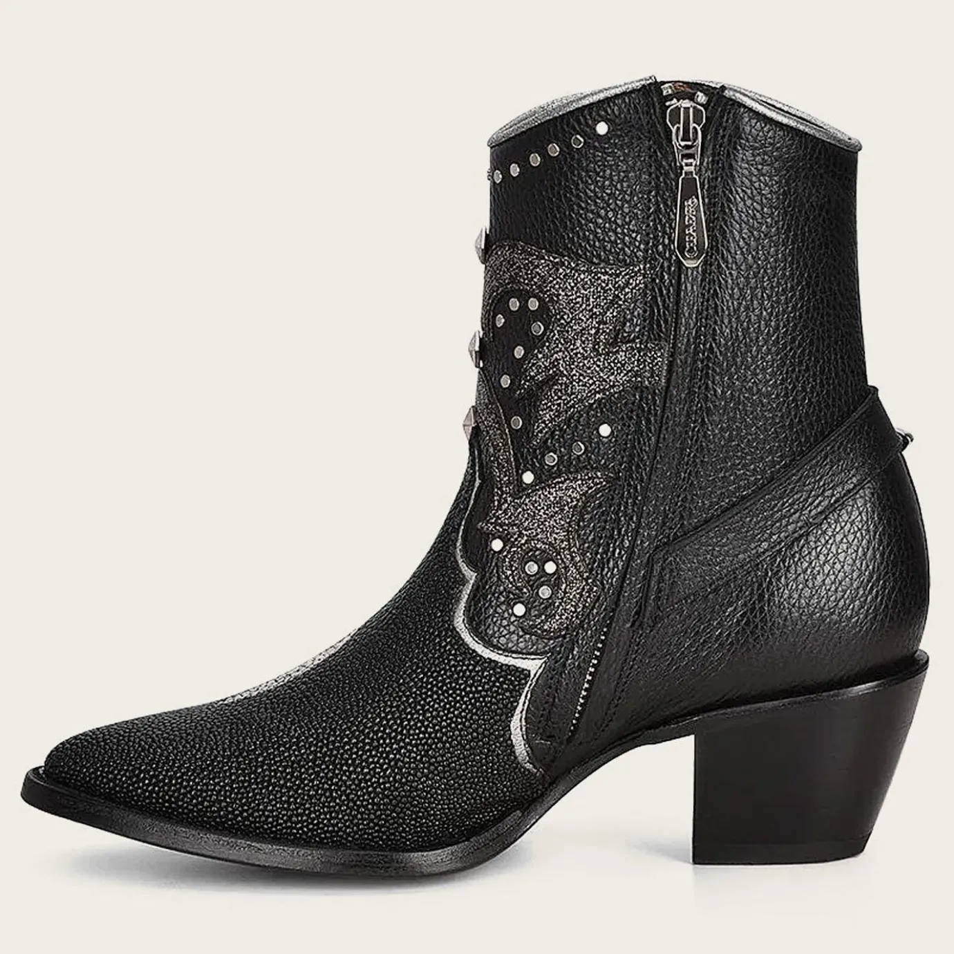 Women Cuadra Ankle Boots & Booties-Black Exotic Leather Booties For Women