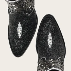 Women Cuadra Ankle Boots & Booties-Black Exotic Leather Booties For Women