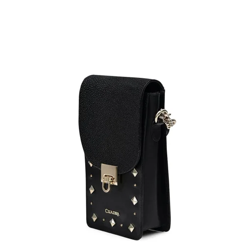 Women Cuadra Crossbody Bags-Black Exotic Leather Cell Phone Bag