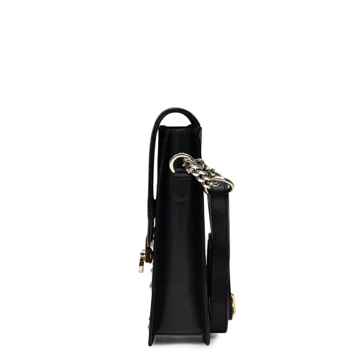 Women Cuadra Crossbody Bags-Black Exotic Leather Cell Phone Bag