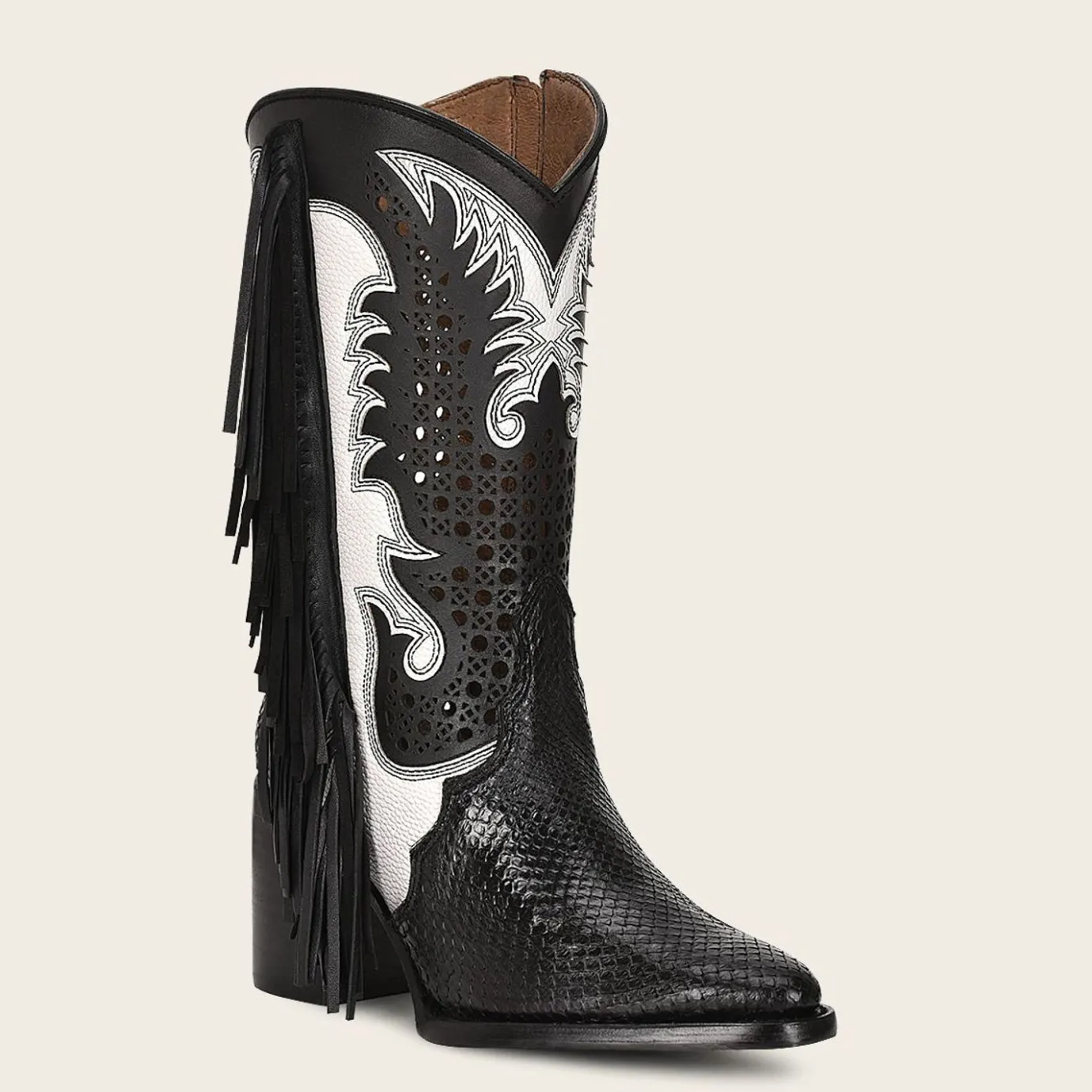 Women Cuadra Western Boots-Black Exotic Leather Western Style Boot