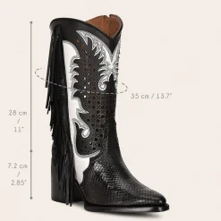 Women Cuadra Western Boots-Black Exotic Leather Western Style Boot