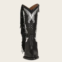 Women Cuadra Western Boots-Black Exotic Leather Western Style Boot
