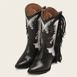 Women Cuadra Western Boots-Black Exotic Leather Western Style Boot