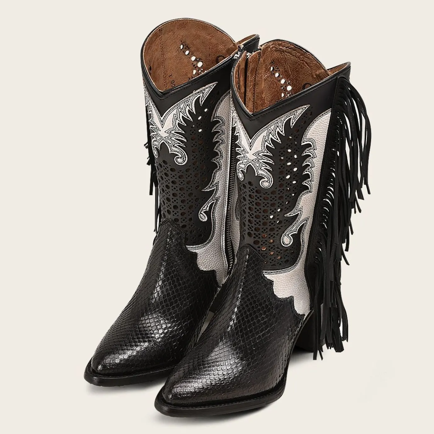 Women Cuadra Western Boots-Black Exotic Leather Western Style Boot