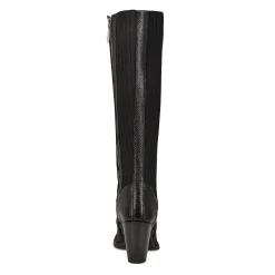 Women Cuadra Tall & Knee-High Boots-Black Exotic Riding Boot With Hand-Woven Details