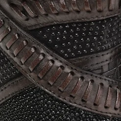 Women Cuadra Tall & Knee-High Boots-Black Exotic Riding Boot With Hand-Woven Details