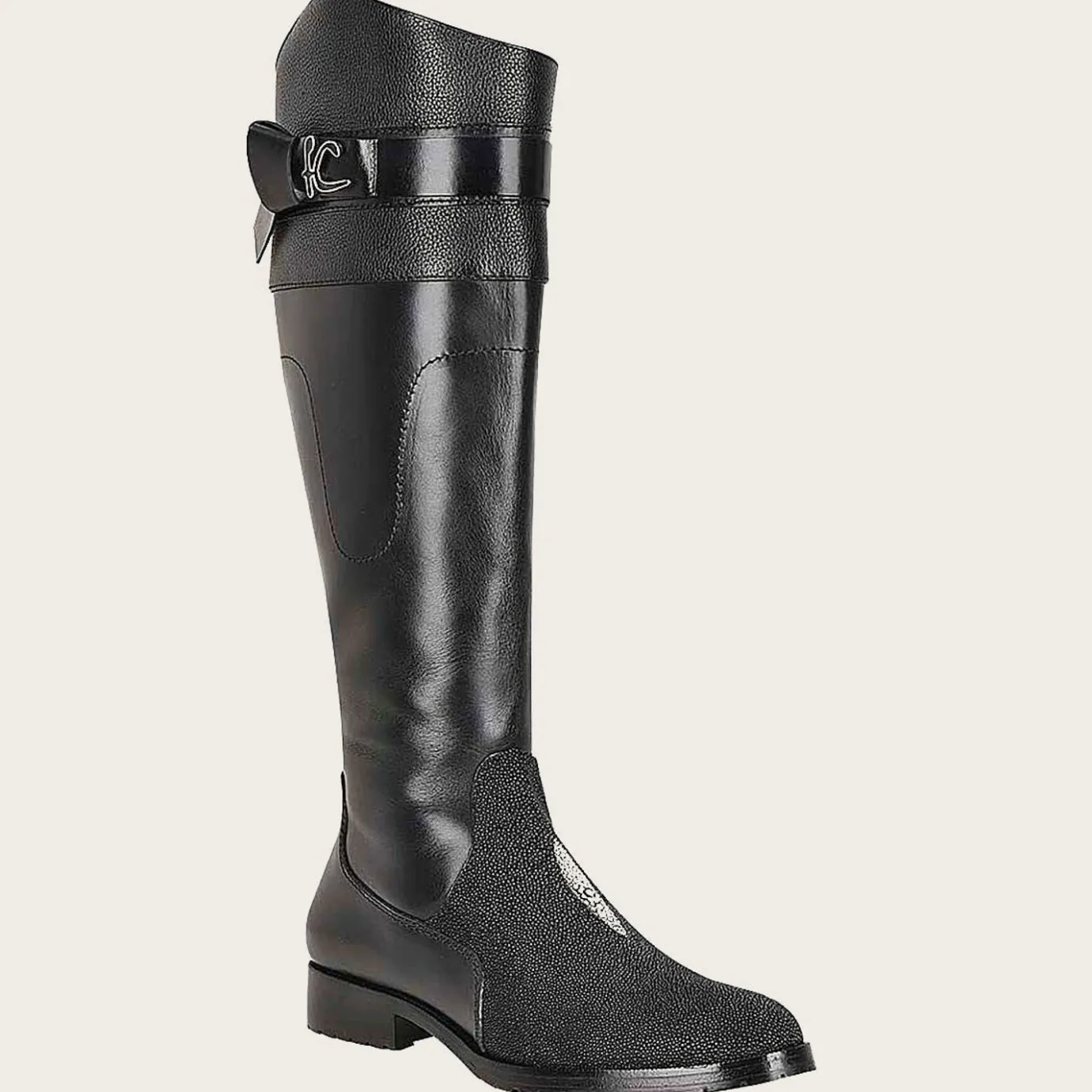 Women Cuadra Tall & Knee-High Boots-Black Exotic Stingray Riding Boot