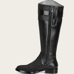 Women Cuadra Tall & Knee-High Boots-Black Exotic Stingray Riding Boot