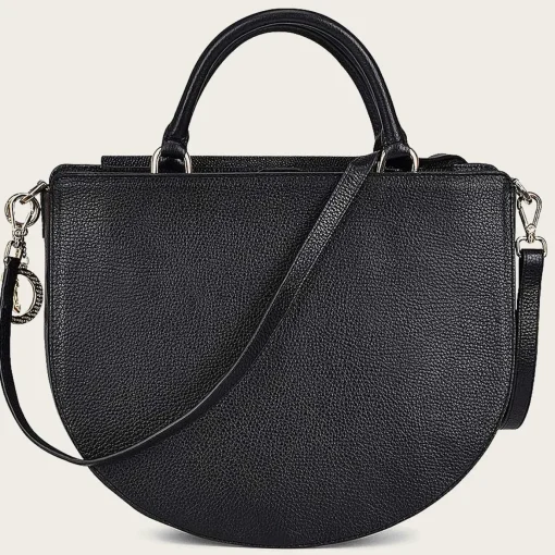 Women Cuadra Crossbody Bags-Black Genuine Stingray Leather Studs Handbag