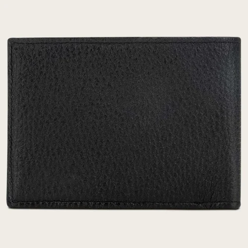 Men Cuadra Wallets-Black Handmade Bifold Deer Leather Wallet