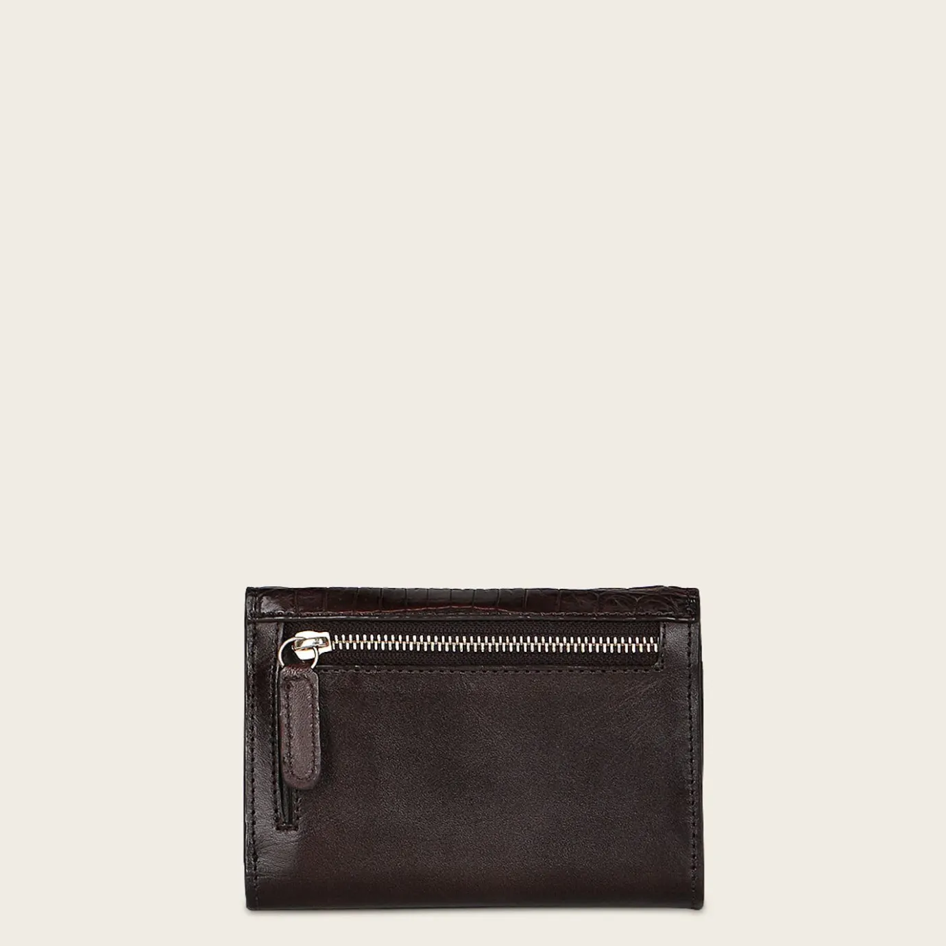 Women Cuadra Wallets-Black High Exotic Leather Trifold Wallet