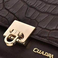 Women Cuadra Wallets-Black High Exotic Leather Trifold Wallet