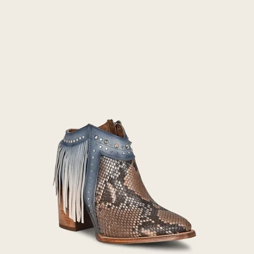 Women Cuadra Ankle Boots & Booties-Blue Exotic Leather Bootie