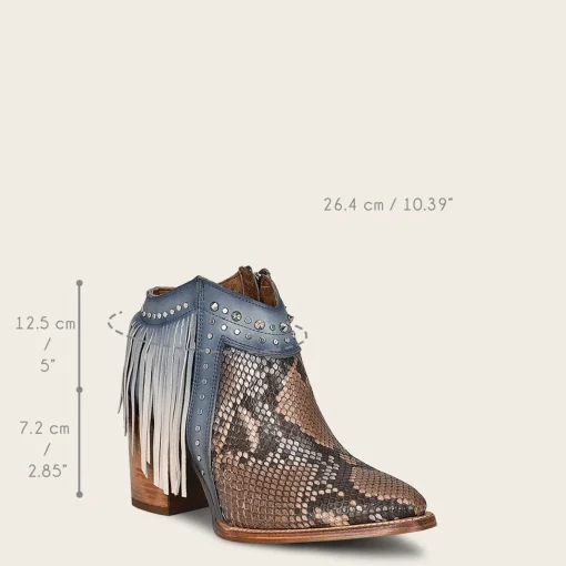 Women Cuadra Ankle Boots & Booties-Blue Exotic Leather Bootie