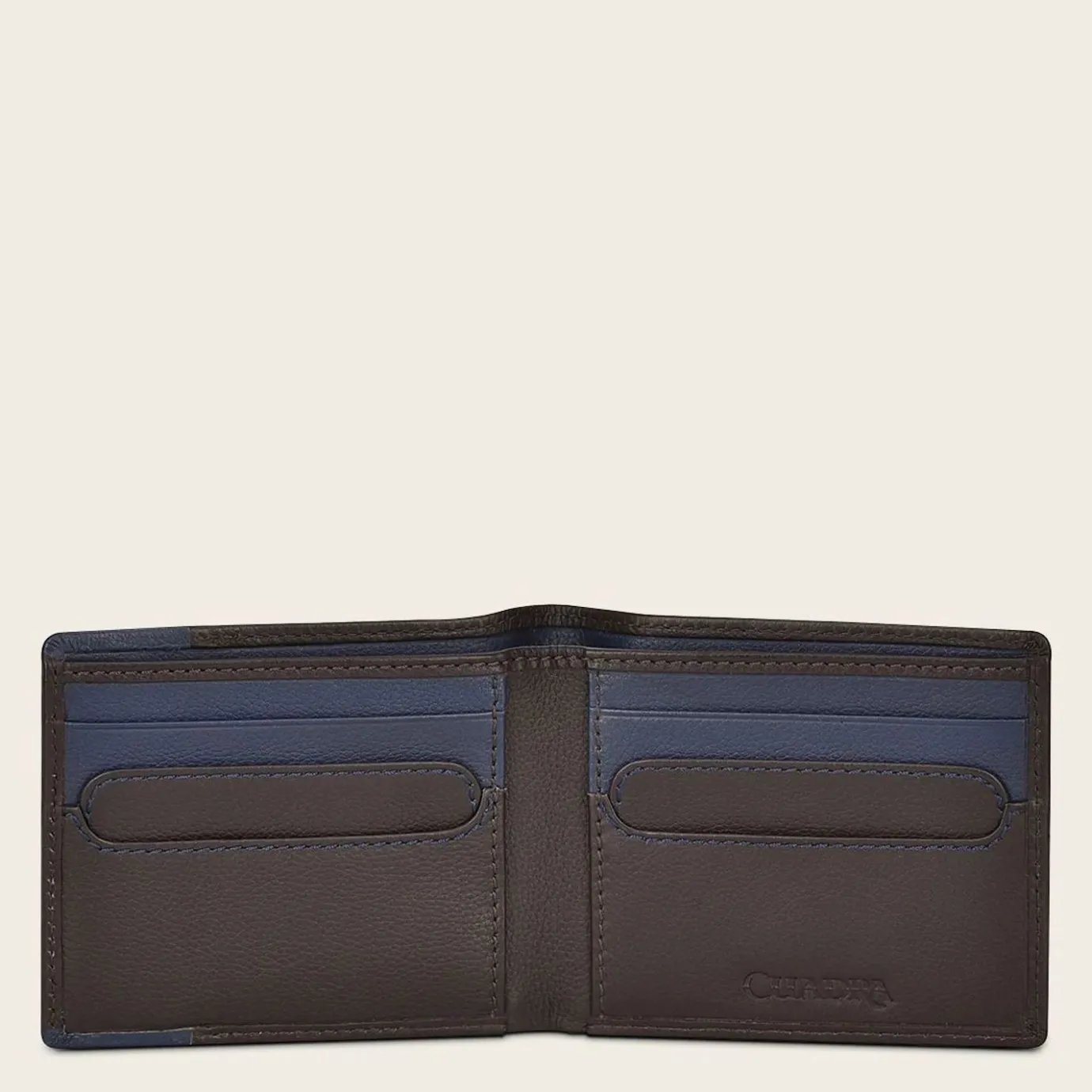 Men Cuadra Wallets-Brown Bovine Bifold Leather Wallet