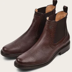 Men Cuadra Dress Boots-Brown Deer Leather Chelsea Boots By Franco