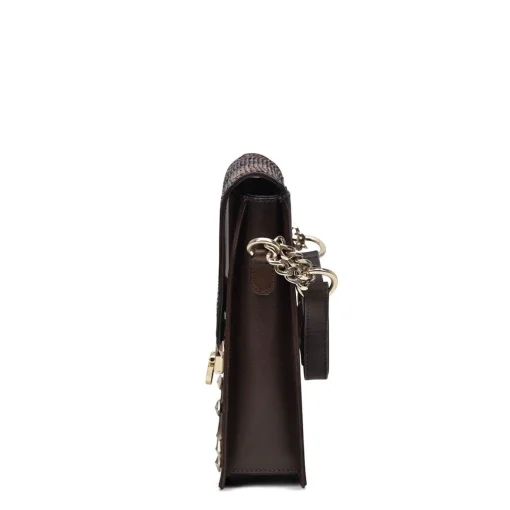 Women Cuadra Crossbody Bags-Brown Exotic Leather Cell Phone Bag