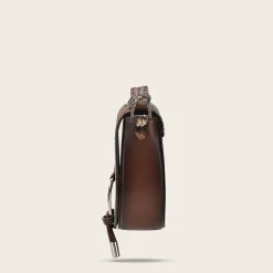 Women Cuadra Crossbody Bags-Brown Exotic Leather Crossbody Bag With Studs