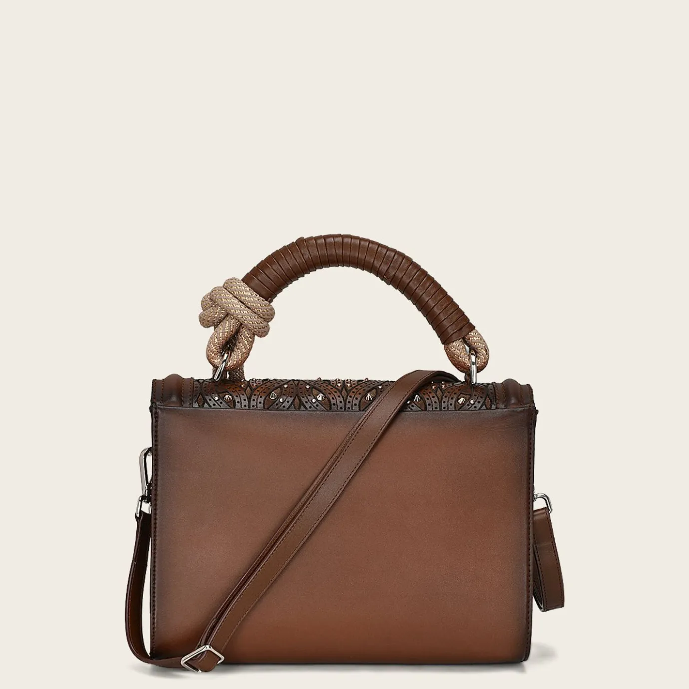 Women Cuadra Crossbody Bags-Brown Handcrafted Handbag With A High Detailed Stitching