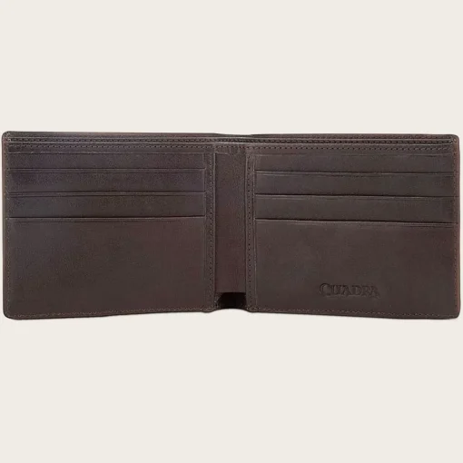 Men Cuadra Wallets-Brown Handmade Interwoven Detail Leather Wallet
