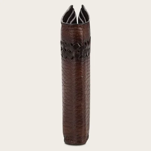 Men Cuadra Wallets-Brown Handmade Interwoven Detail Leather Wallet