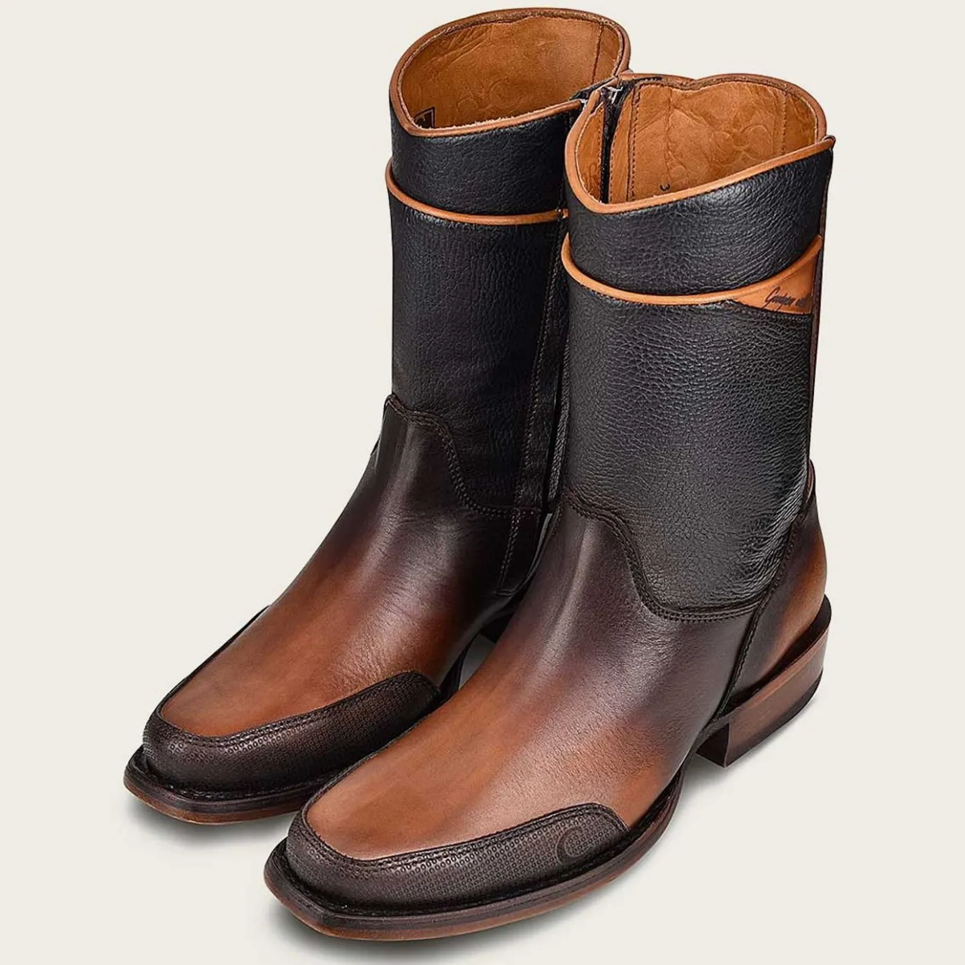 Men Cuadra Urban & Casual Boots-Brown Hand-Painted Engraved Dress Boots