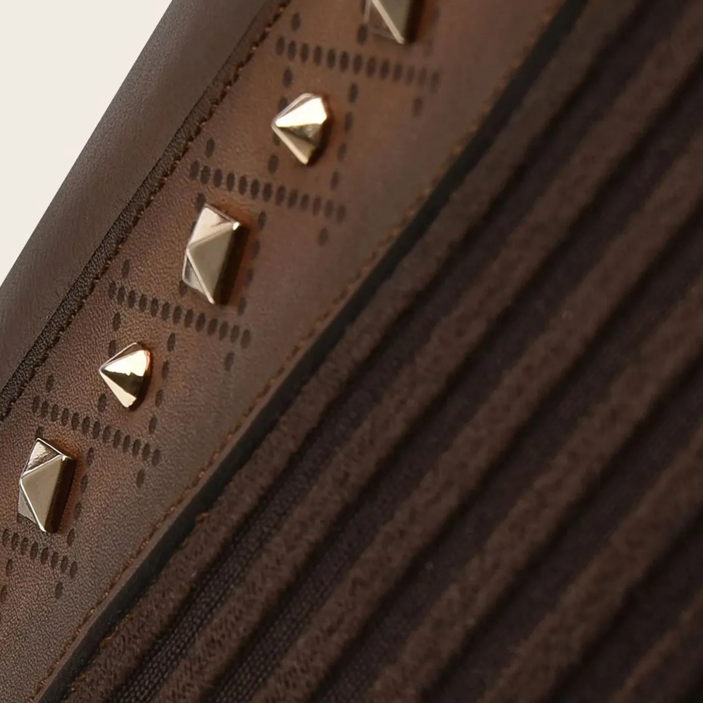 Women Cuadra Tall & Knee-High Boots-Brown High Boot With Laser Engraving And Studs