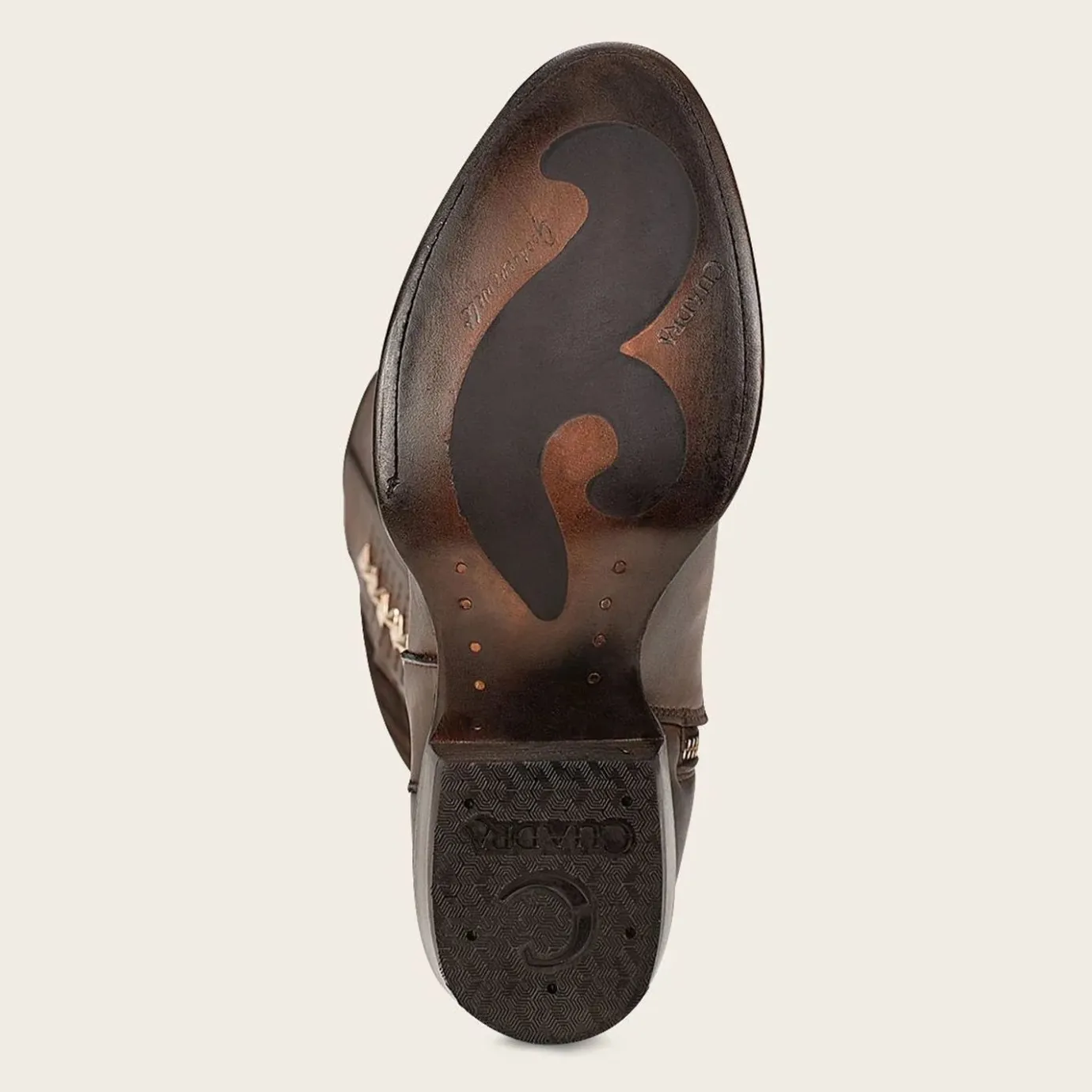 Women Cuadra Tall & Knee-High Boots-Brown High Boot With Laser Engraving And Studs