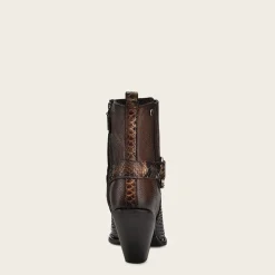 Women Cuadra Ankle Boots & Booties-Brown High Exotic Leather Ankle Booties For Women