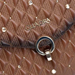 Women Cuadra Crossbody Bags-Brown Leather Crossbody Bag With Doble Chain Handle