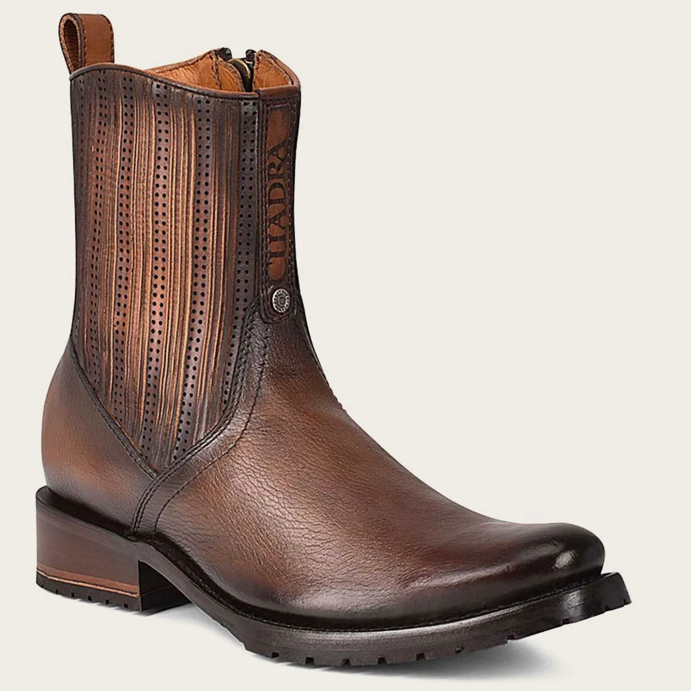 Men Cuadra Dress Boots-Brown Mens Boots Hand-Painted Leather