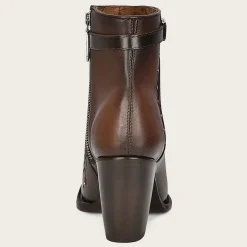 Women Cuadra Ankle Boots & Booties-Brown Perforated And Embroidery Bootie With Crystals