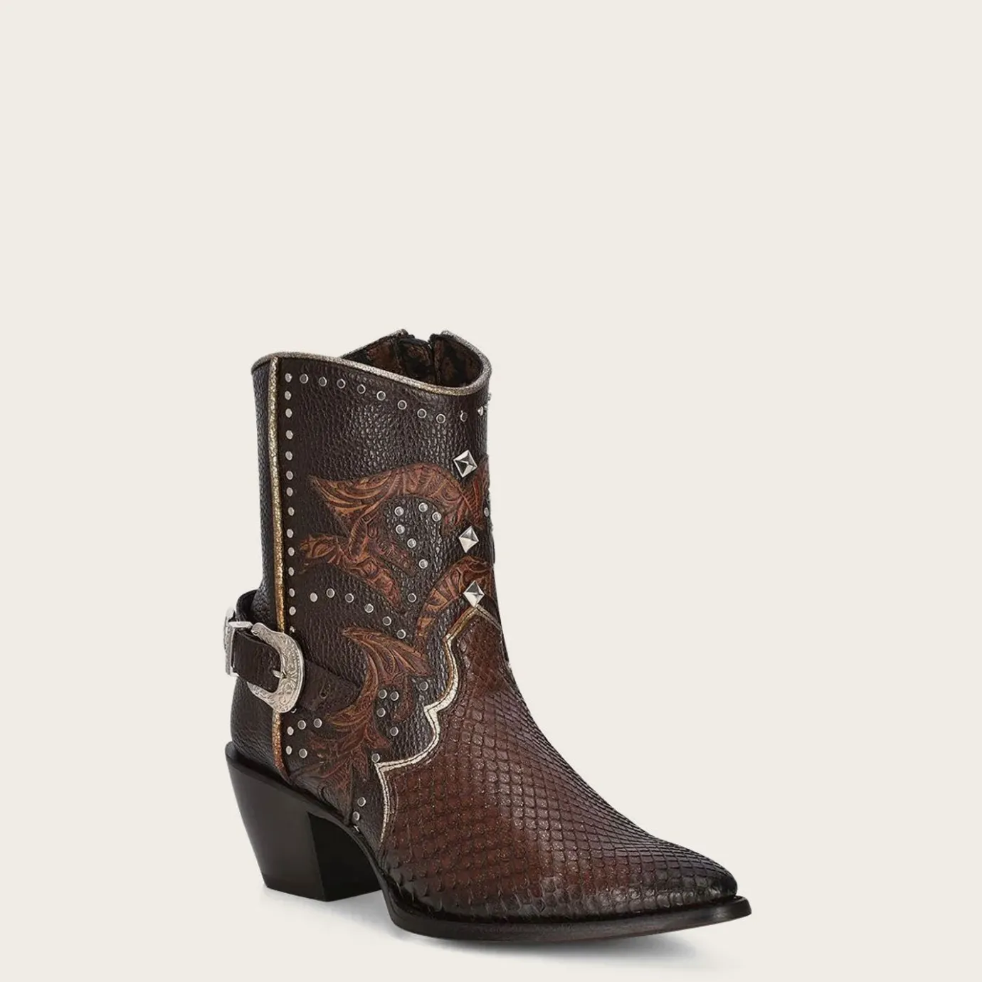 Women Cuadra Ankle Boots & Booties-Brown Western Exotic Leather Bootie