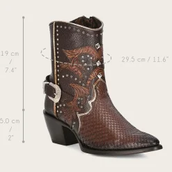 Women Cuadra Ankle Boots & Booties-Brown Western Exotic Leather Bootie