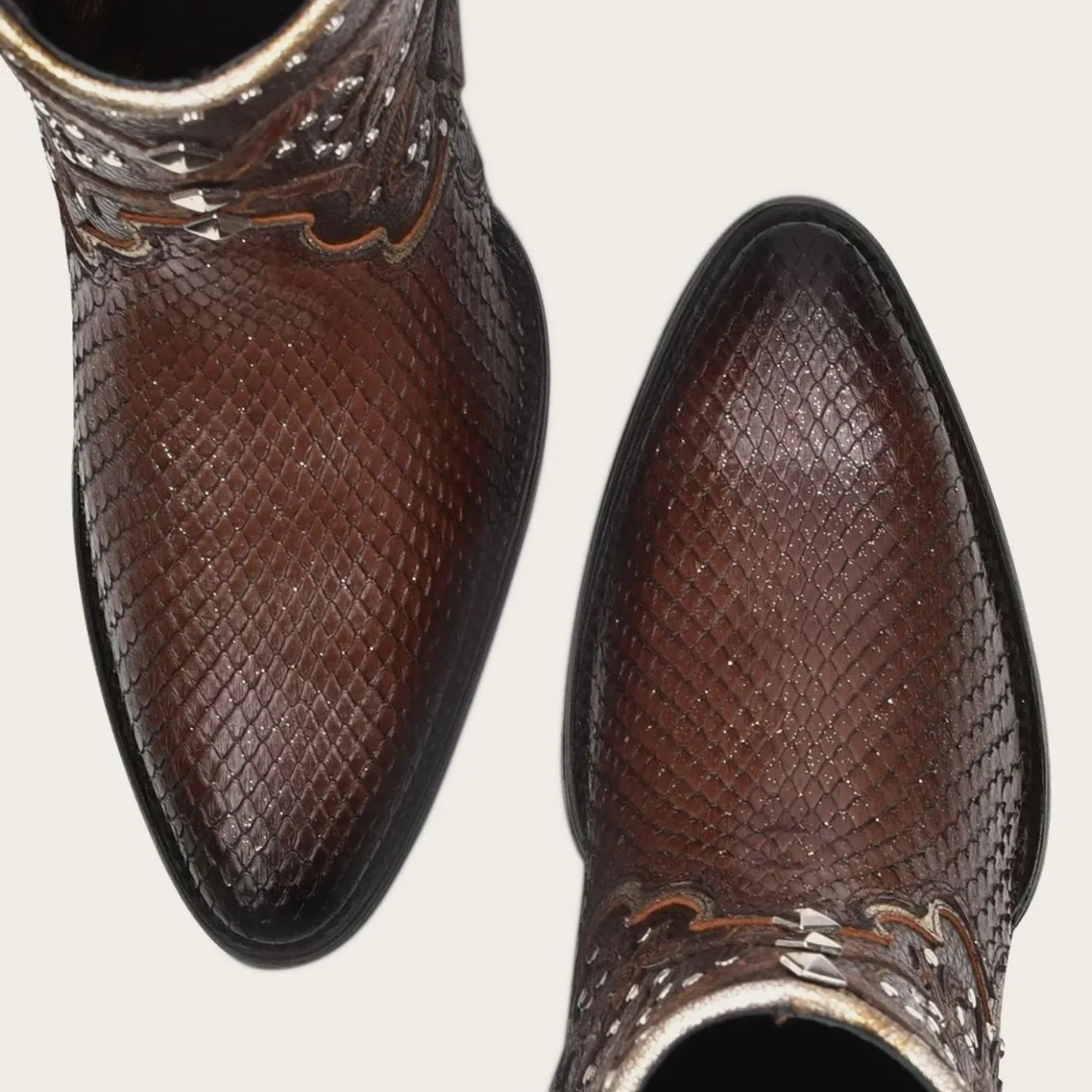 Women Cuadra Ankle Boots & Booties-Brown Western Exotic Leather Bootie