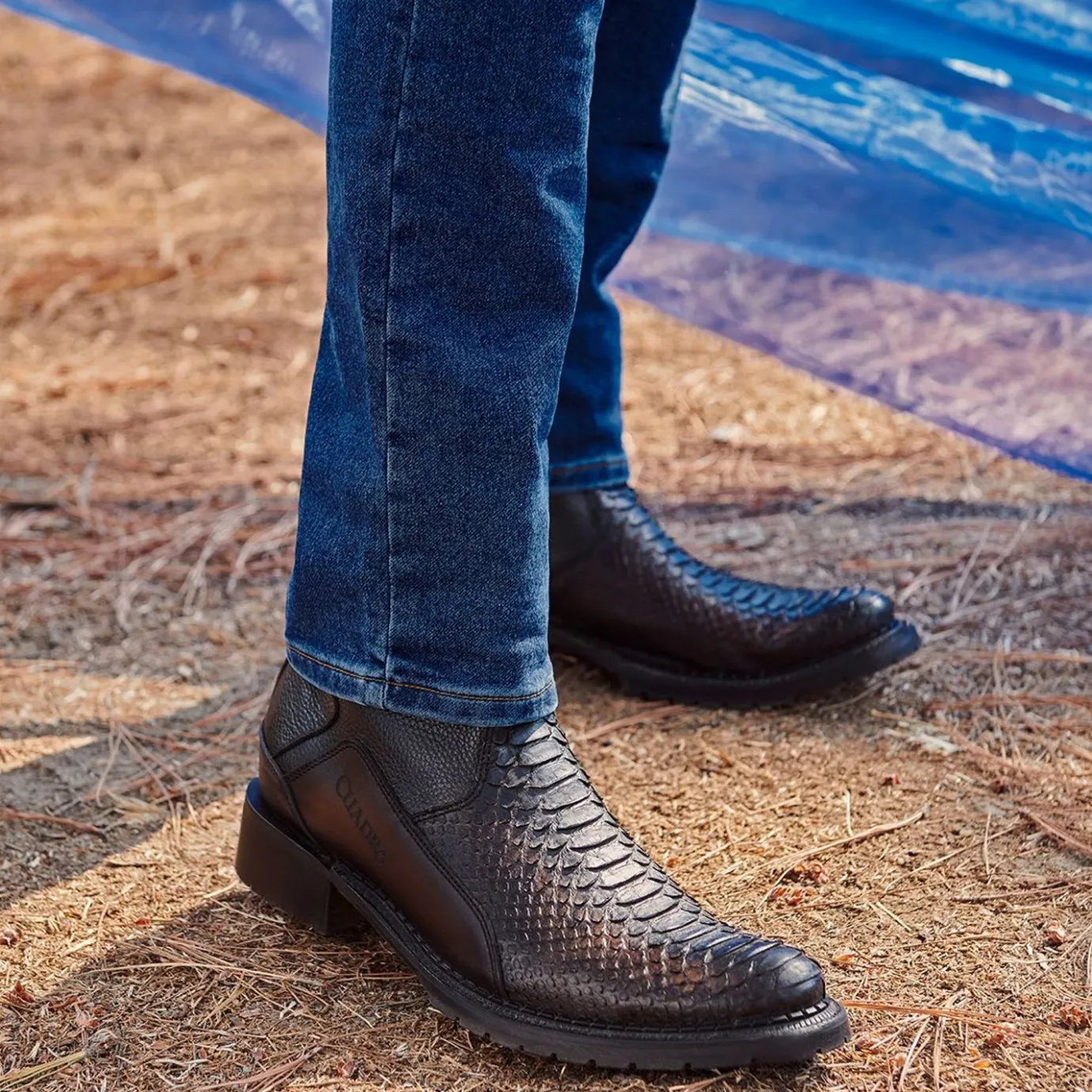 Men Cuadra Urban & Casual Boots-Casual Urban Brown Bootie In Genuine Python Leather